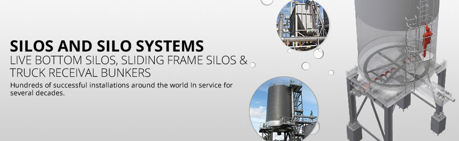 Sludge silos and silo systems, live bottom and sliding frame outloading node/110